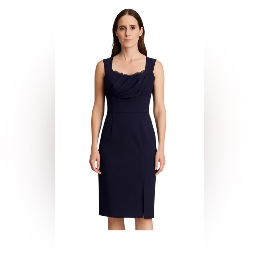 Blumarine Sheath Dress Midi Women's Size I 44 US 8 Navy Party Cocktail Italy NWT